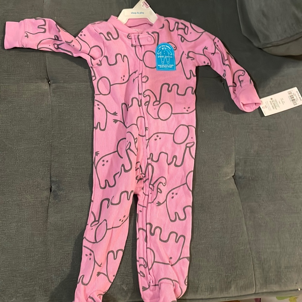 9 mos baby girl pajama set pink and grey new with tags